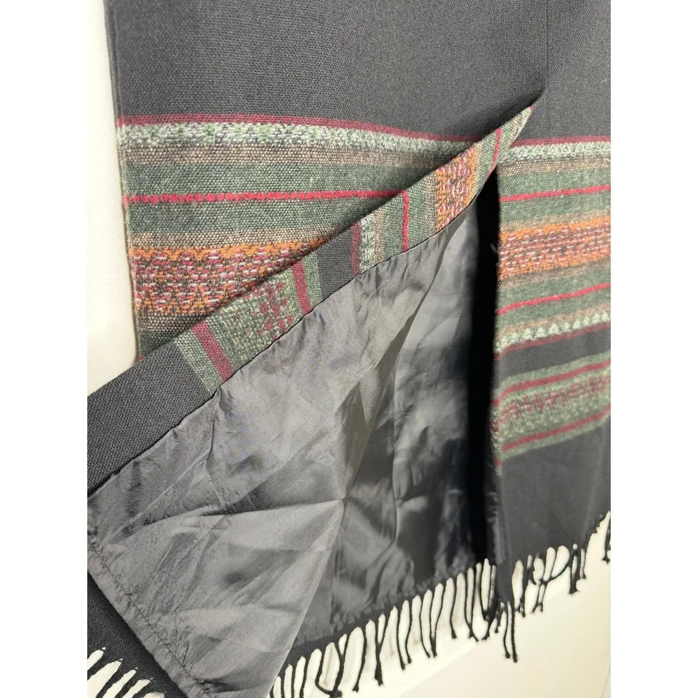 Vintage Michele Wool Blend Fringe Maxi Skirt Southwestern Western Size 14